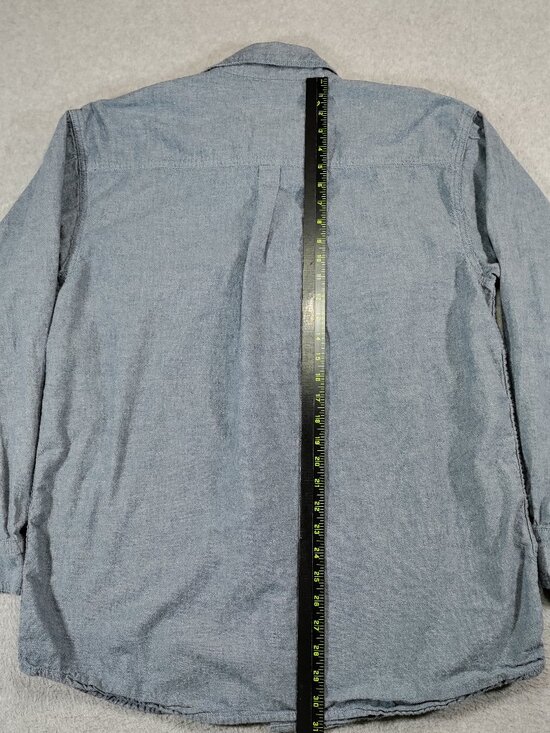 KEY Work Shirt Mens Large Blue Chambray 100% Cotton Long Sleeve Button Down - Picture 2 of 6